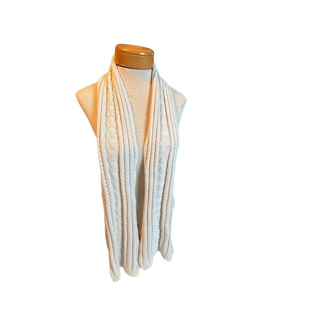 Cable Knit Ivory Scarf 100% Wool